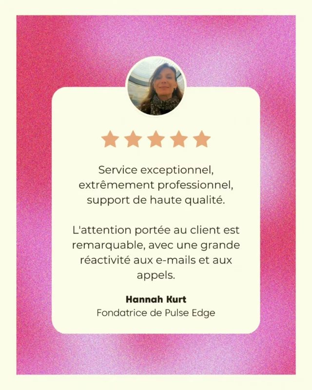 🙌🔥 Mission accomplie ! 

Travailler avec Hannah constituait pour moi un challenge et ce, pour plusieurs raisons : 

🌎 Pulse Edge était mon premier contrat international

🗨️ Qui dit "international", dit "communication en anglais"

🦠 Il s'agit de promouvoir une start-up dans un secteur qui ne s'invente pas : la pharmaceutique et la biotechnologie

Aujourd'hui, nous fêtons notre première année de collaboration 🥳🎂

🎯 Ma mission ?
Je viens en renfort de manière temporaire pour aider Hannah à gérer sa communication : promotion événementielle, community management sur LinkedIn, stratégie de lancement, sponsorisation publicitaire, etc.

Merci Hannah, pour ce retour qui me fait chaud au coeur 🙏

#Communication #Marketing #Startup #Pharma #Biotech #Evenementiel #CommunityManagement #LinkedIn #Stratégie #Lancement #Sponsorisation